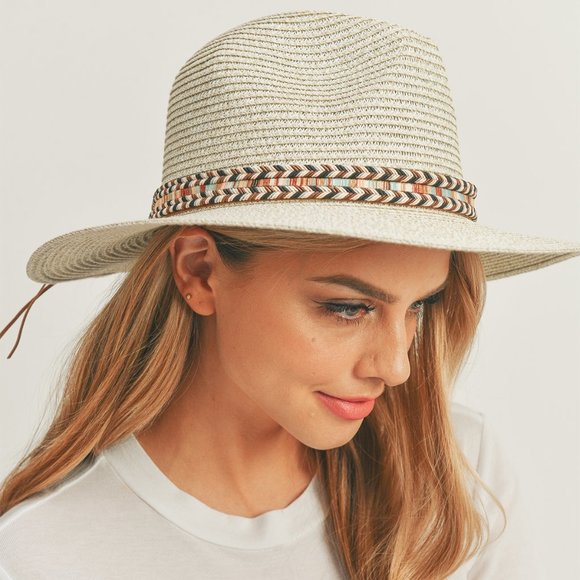Multi color Braided Band Panama Hat - Picture 6 of 7